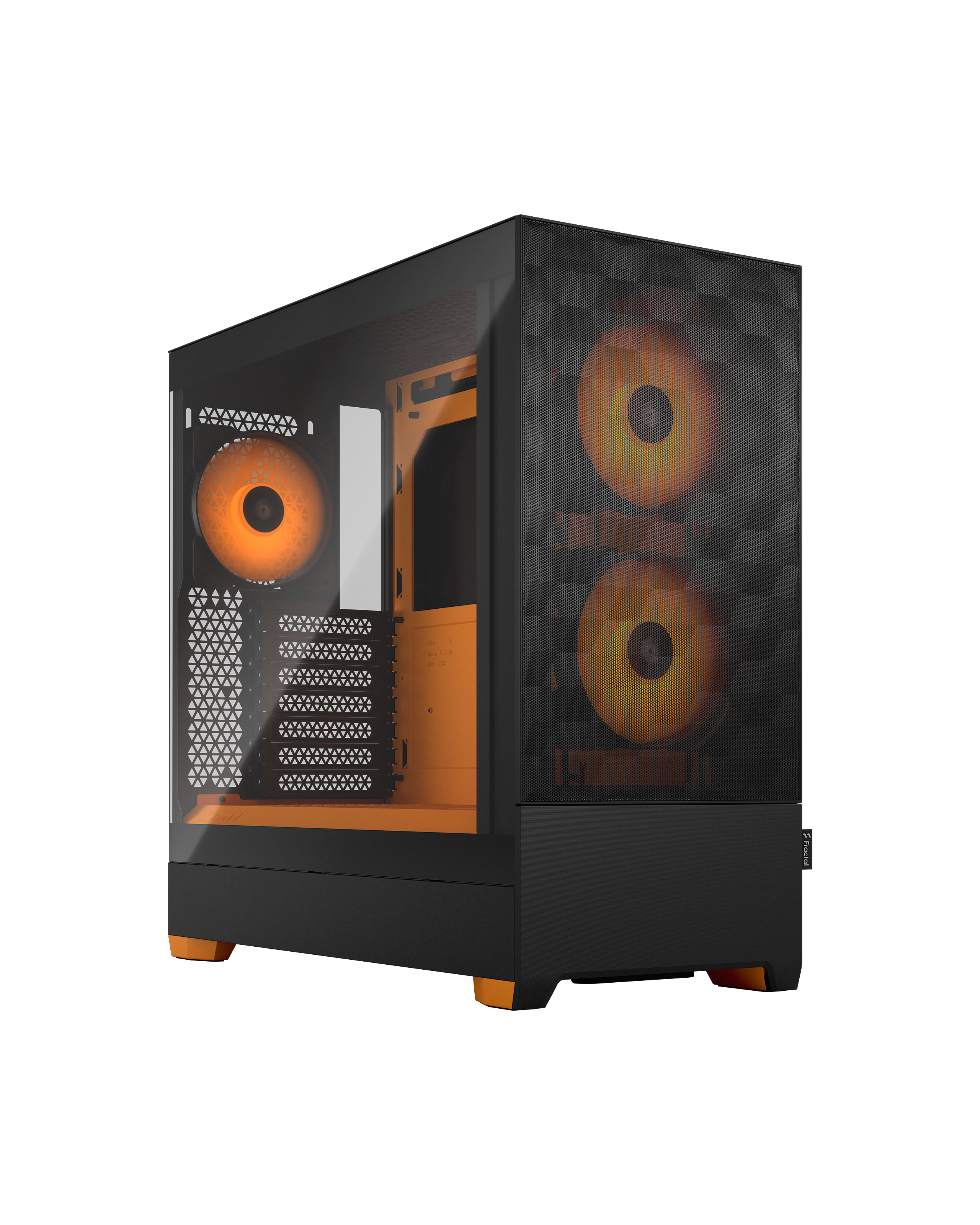 Pop Air RGB Orange Core TG Clear Tint | Fractal Design
