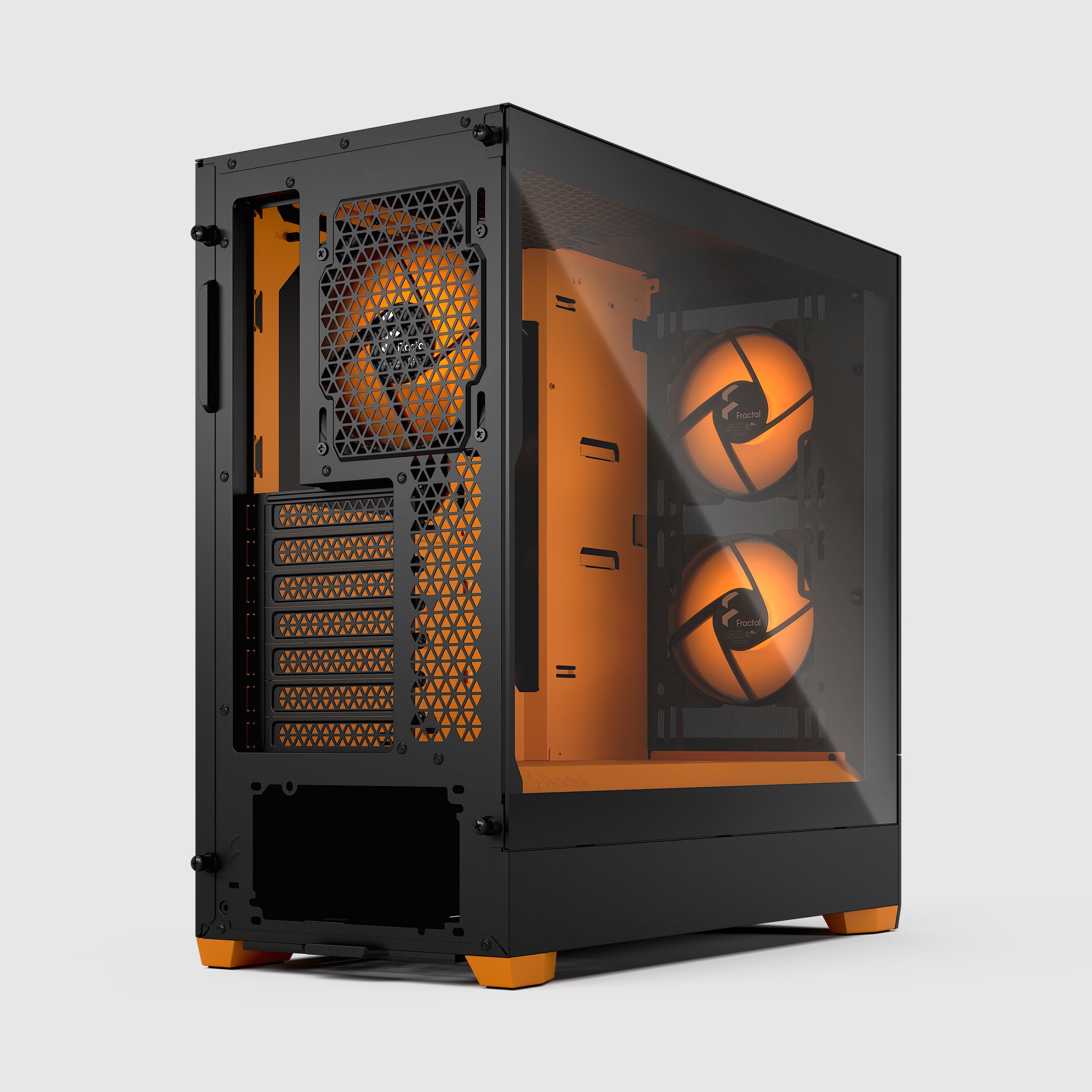 Pop Air RGB Orange Core TG Clear Tint | Fractal Design
